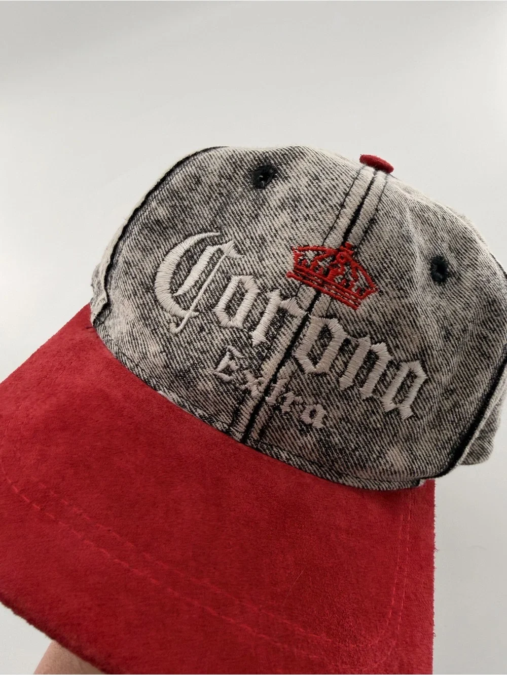 Vintage Corona Extra SnapBack Hat Men’s Denim and Red One Size 90’s Beer - Picture 2 of 8